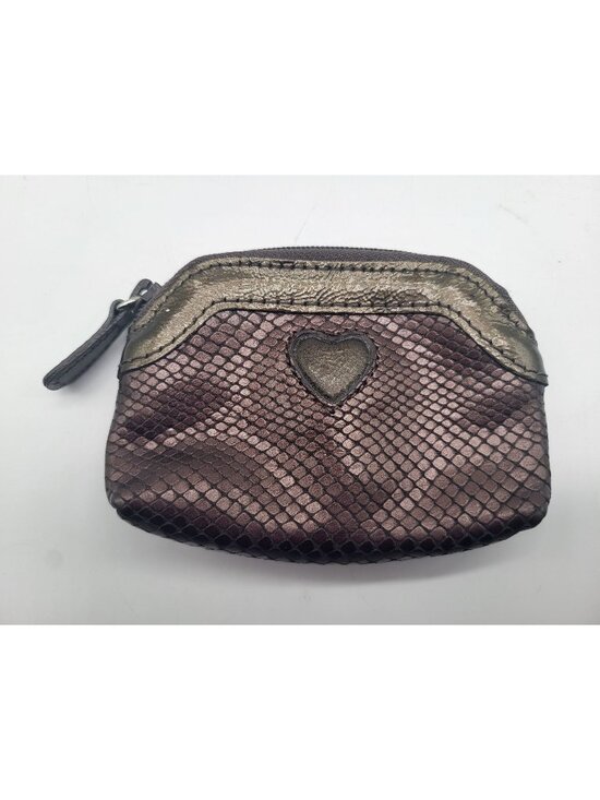 Brighton Handbags - Brighton Small Coin Change Purse Pebbled Leather Brown Croc Heart Zippered